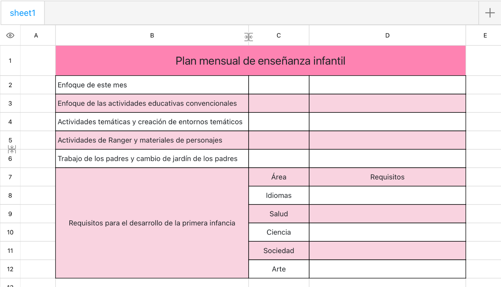 Plan mensual de enseñanza infantil